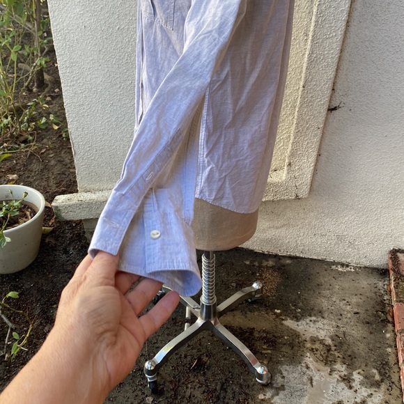 BD Baggies linen blend Italian luxury brand light grey button down blouse - Picture 8 of 14